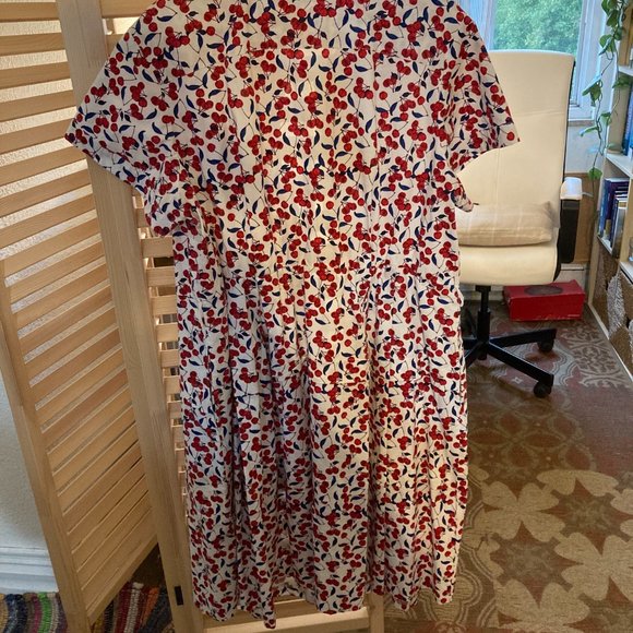 Donna Morgan Red and Blue CHERRY Dress Vintage Style! - Picture 2 of 7